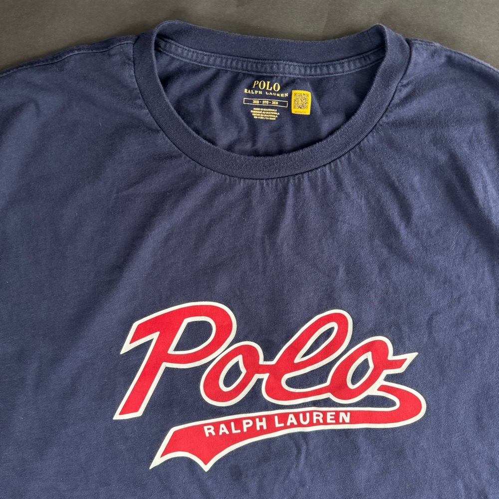 Polo Ralph Lauren Men’s Navy Blue Logo Print Cotton Crew Neck T-Shirt 3XB 3TG - Picture 5 of 9